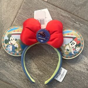Disney Minnie Mouse Ears Headband with Red Bow and Illustrated Ears